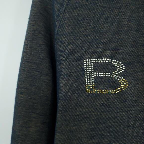 BCBGMaxAzria Rhinestone Logo Zip Up Hooded Sweater Large - Picture 2 of 8